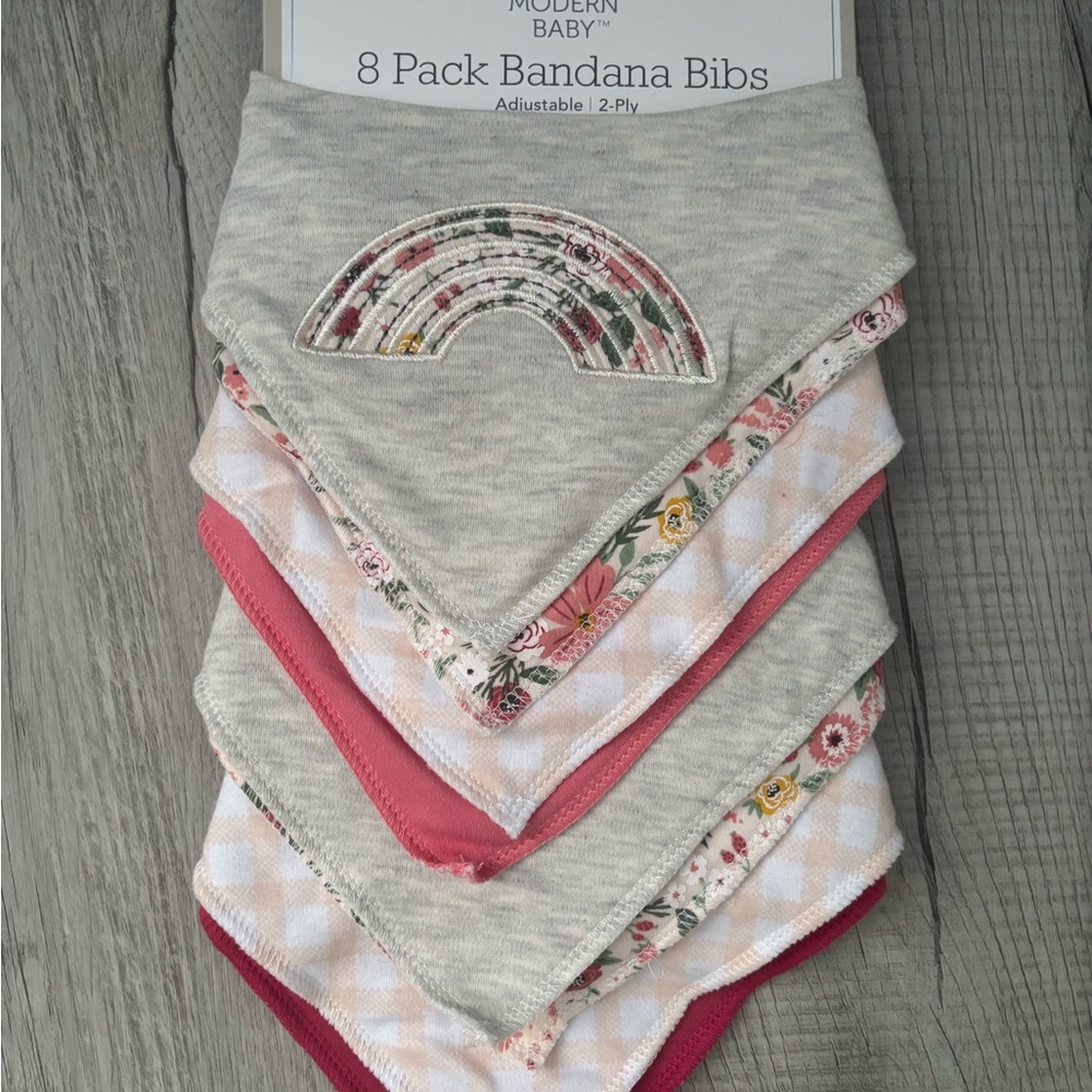 Gray and Pink Chevron Bandana Bibs Set